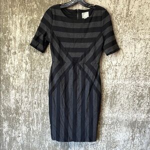 Maeve Black and Gray Striped Mini Dress